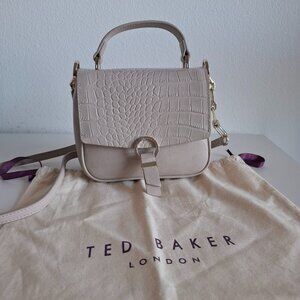 Ted Baker Leather Tan Shoulder Bag with Croc Embossed Design